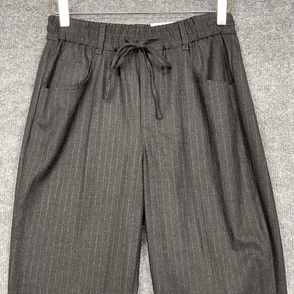 Zara Pants Womens 2 Grey Pinstripe Easy Pyjama Fit Elastic Pull On Drawstring - Picture 2 of 16